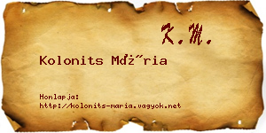 Kolonits Mária névjegykártya